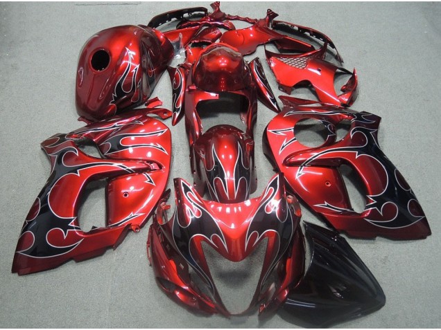 Rouge Noir Flamme Carénage Suzuki GSXR 1300 Hayabusa 2008-2019 Rouge Noir Flamme Carénage Suzuki GSXR 1300 Hayabusa 2008-2019