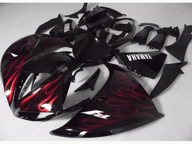 Rouge Noir Flamme Carénage Yamaha R1 2009-2011 Rouge Noir Flamme Carénage Yamaha R1 2009-2011