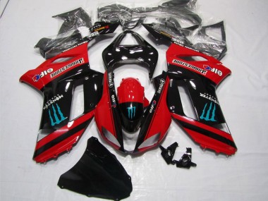 Rouge Noir Monster Carénage Kawasaki ZX6R 2007-2008