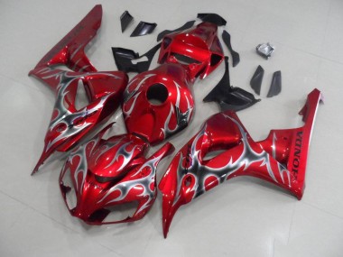 Rouge avec Noir Gris Flamme Carénage Honda CBR 1000 RR 2006-2007