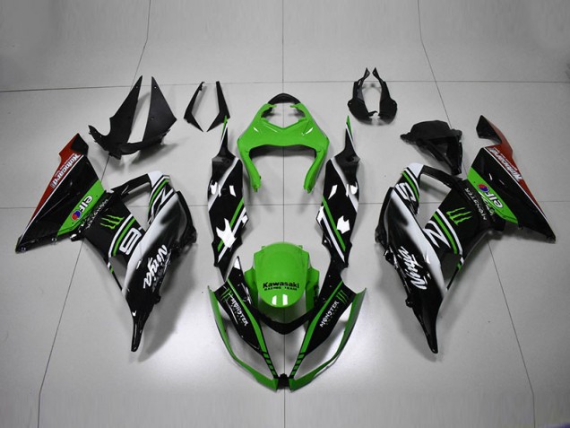 Vert Noir Blanc Carénage Kawasaki ZX6R 2013-2018 Vert Noir Blanc Carénage Kawasaki ZX6R 2013-2018